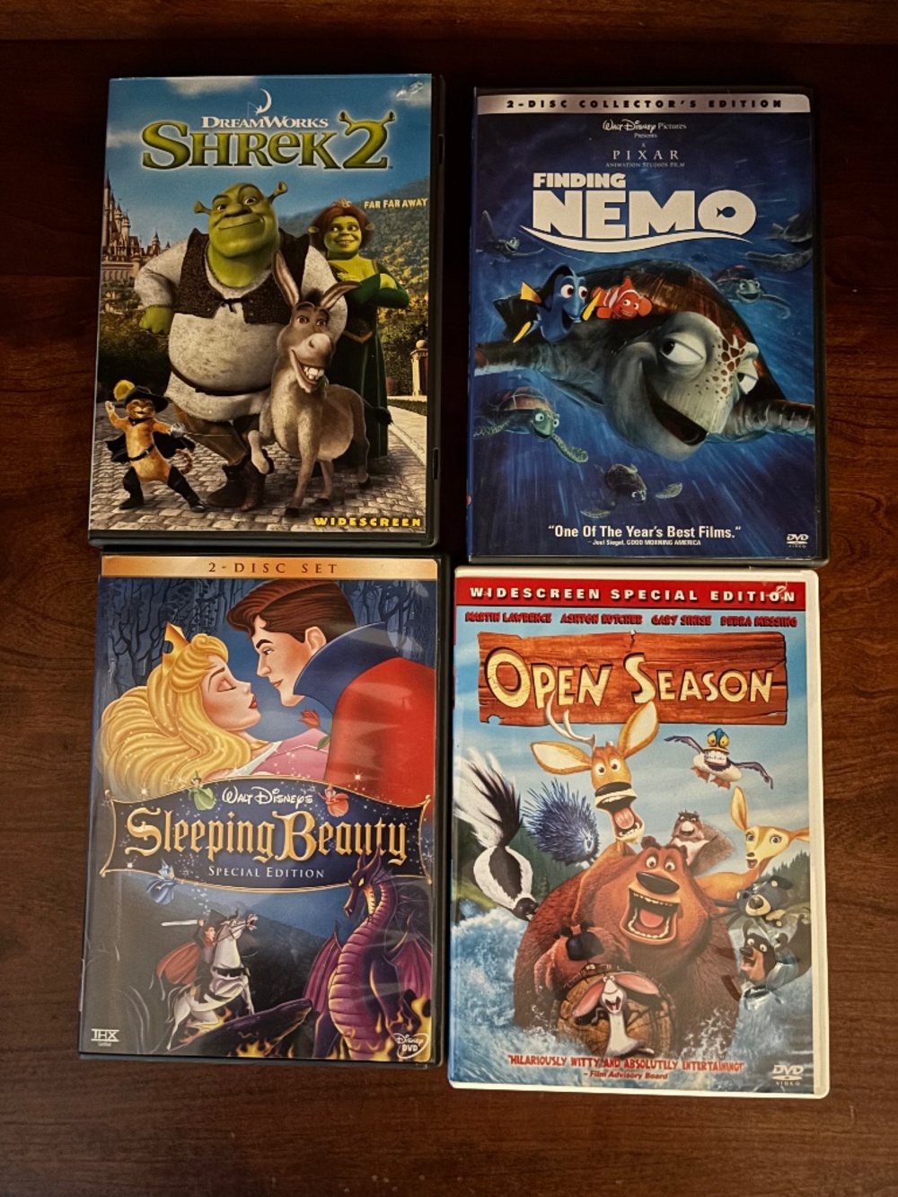 Disney DVD's - lot of 4 Shrek, Open Season, Finding Nemo and more